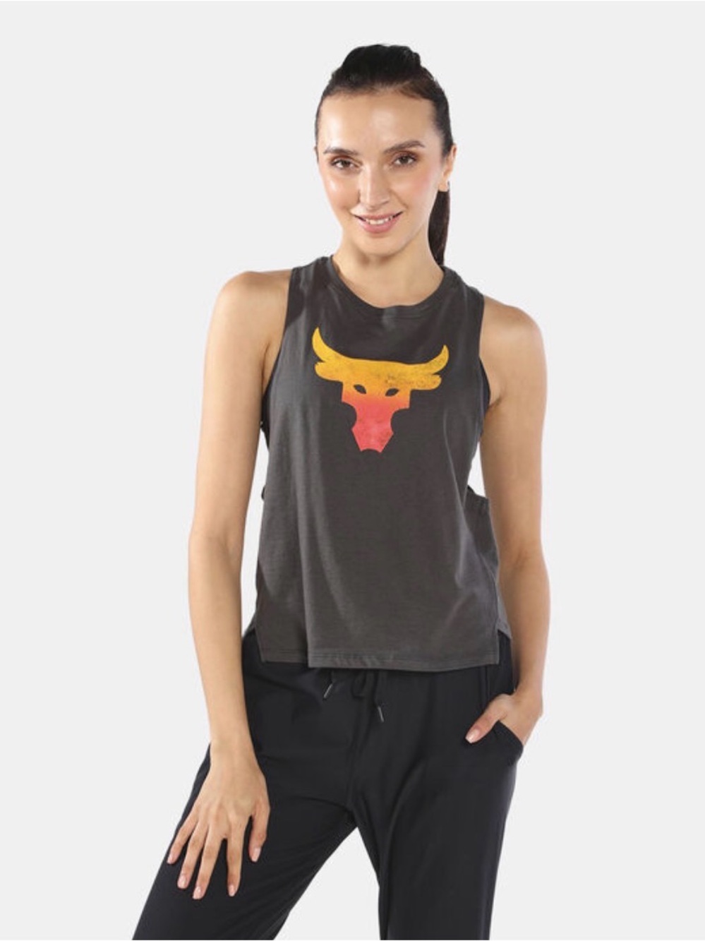 Grey Under Armour Project Rock tank top